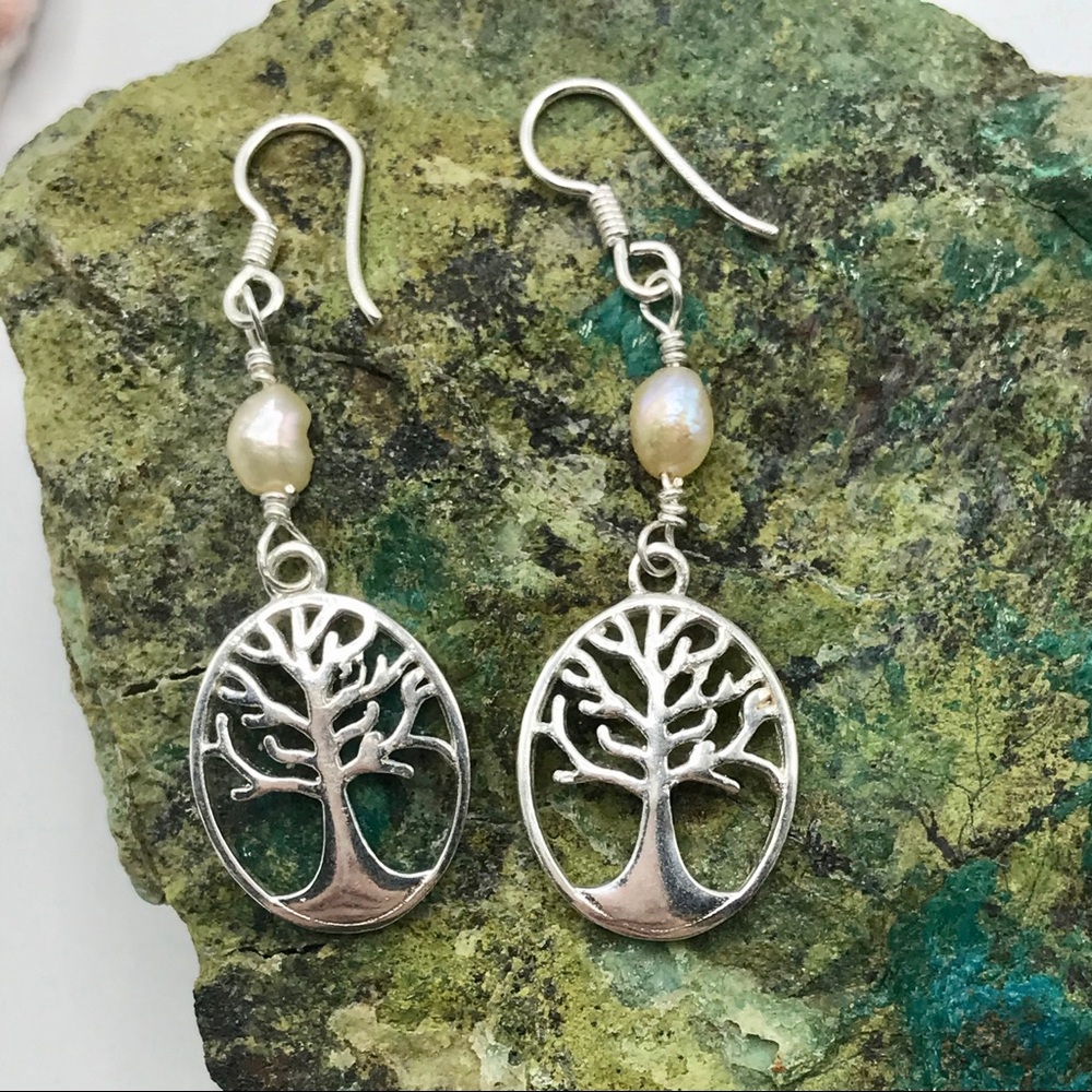 Sterling silver tree if life earrings